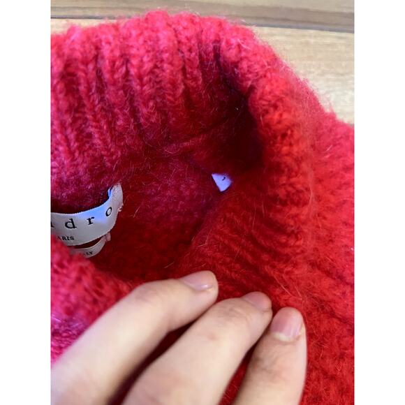 Sandro Pullover Mohair Blend Oversized Relaxed Jumper Knit Sweater Red 1 Small - Picture 4 of 9